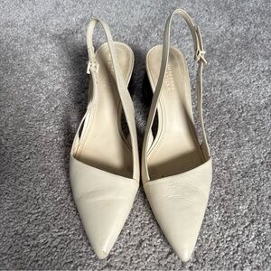 Mercedes Castillo Sling Backs Size 8/38 Pointy Toe Black and Creme Leather